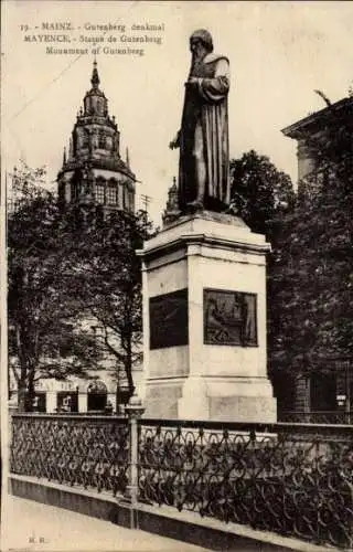 Ak Mainz am Rhein, Gutenbergdenkmal