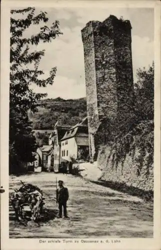 Ak Dausenau an der Lahn, Der schiefe Turm