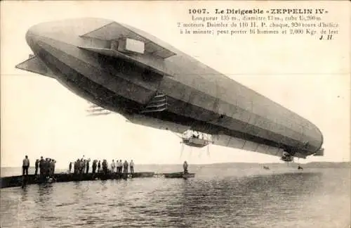 Ak Luftschiff Zeppelin IV über dem Bodensee