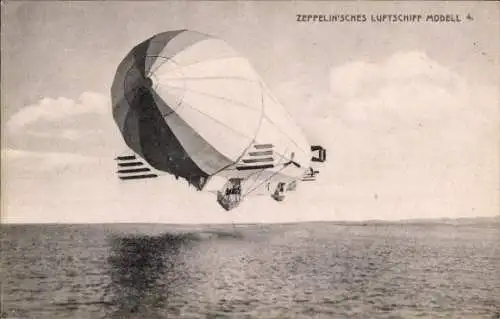 Ak Zeppelin Luftschiff Modell 4 über dem Bodensee, LZ 4