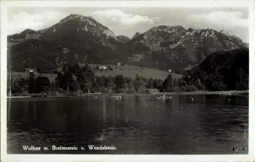 Ak Fischbachau in Oberbayern, Wolfsee mit Breitenstein und Wendelstein