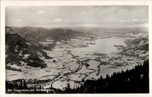 Ak Tegernsee in Oberbayern, Panorama vom Wallberg aus, Bad Wiessee, Gmund