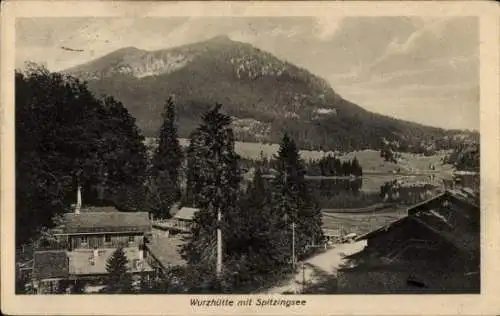 Ak Spitzingsee Schliersee in Oberbayern, Wurzhütte, Gebirge