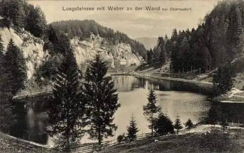 Ak Oberaudorf in Oberbayern, Luegsteinsee mit Weber an der Wand