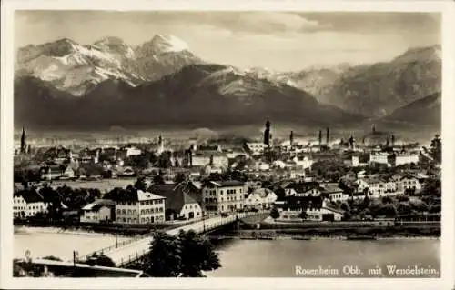 Ak Rosenheim Oberbayern, Stadtpanorama, Wendelstein, Alpen