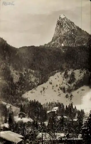 Ak Kreuth am Tegernsee Oberbayern, Enterfels mit Leonhardstein, Winter