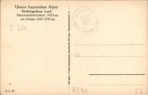 Ak Berchtesgaden in Oberbayern, Scharitzkehlalpe, Scharitzkehlalm, Wirtschaft, Hoher Göll