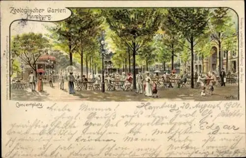 Künstler Litho Hamburg Mitte Neustadt, Zoologischer Garten, Konzertplatz