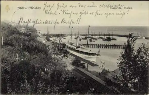 Ak Sassnitz auf Rügen, Hafen, Schiff