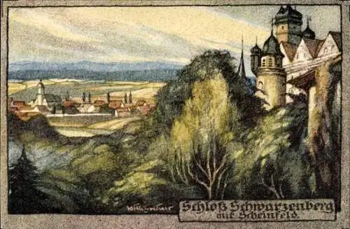 Künstler Ak Greiner, Willi, Scheinfeld Mittelfranken, Schloss Schwarzenberg