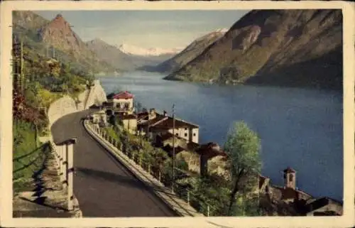 Ak Gandria Lago di Lugano Tessin Schweiz, Blick auf Straße und Ort