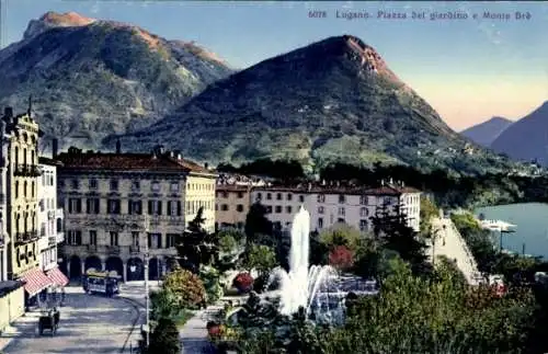 Ak Lugano Kanton Tessin, Piazza del giardino e Monte Bre