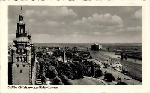 Ak Szczecin Stettin Pommern, Blick von der Hakenterrasse, Panorama