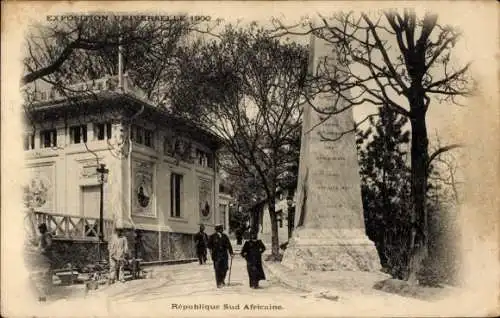 Ak Weltausstellung Paris 1900, Pavillon und Obelisk der Südafrikanischen Republik