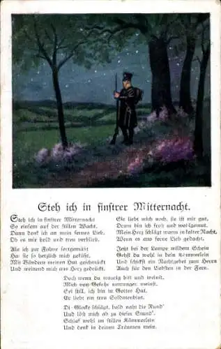 Künstler Ak Hoffmann, Ad., Gedicht Steh ich in finstrer Mitternacht