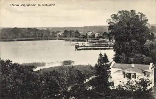 Ak Zippendorf Schwerin in Mecklenburg, Kurhaus & Strandhotel Zippendorf, Bootssteg