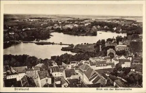 Ak Stralsund in Vorpommern, Panorama von der Marienkirche aus