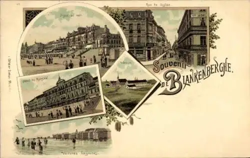 Litho Blankenberghe Blankenberge Westflandern, Hotel du Kursaal, Rue de Église