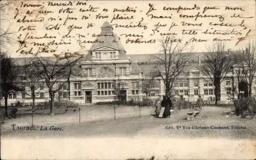 Ak Tournai Wallonien Hennegau, Bahnhof