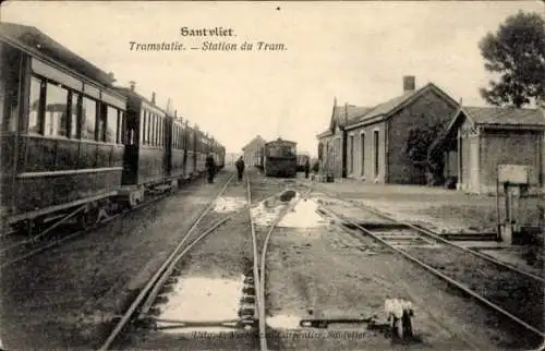 Ak Zandvliet Flandern Antwerpen, Bahnhof, Station