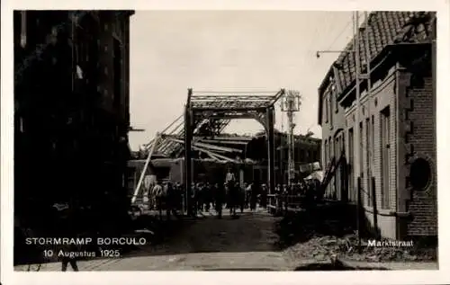 Ak Borculo Berkelland Gelderland, Marktstraat, Sturmkatastrophe 1925