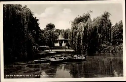 Ak Osterfeld Oberhausen Nordrhein Westfalen, Weiher im Stadtpark, Boote