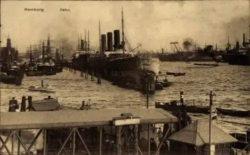 Ak Hamburg, Hafen, Abfahrt nach Steinwerder, Dampfer