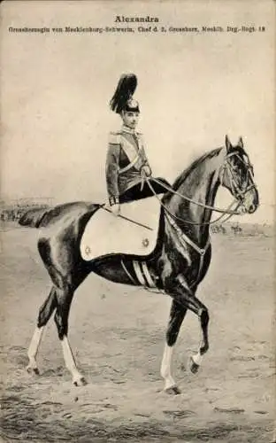 Ak Großherzogin Alexandra von Mecklenburg-Schwerin, Großherz. Mecklb. Drg-Regiment 18