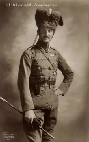 Ak Fürst Adolf zu Schaumburg Lippe, Portrait in Husarenuniform