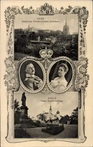 Passepartout Ak Greiz im Vogtland, Fürstliches Residenzschloss, Erbprinz Heinrich XXVII. von Reuß