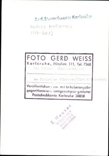 Ak Schauspieler Ulrich Matschoss, Portrait, Autogramm