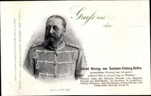 Ak Alfred Herzog von Sachsen-Coburg-Gotha, General der Infanterie