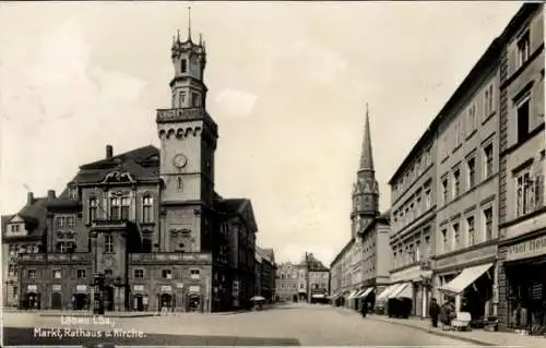 Ak Löbau in Sachsen, Markt, Rathaus, Kirche