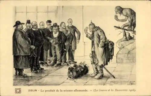 Künstler Ak Zislin, Das Produkt der deutschen Wissenschaft, Krieg 1916