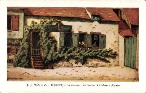 Künstler Ak Hansi / Jean Jacques Waltz, Colmar Kolmar, La Maison d'un bottier