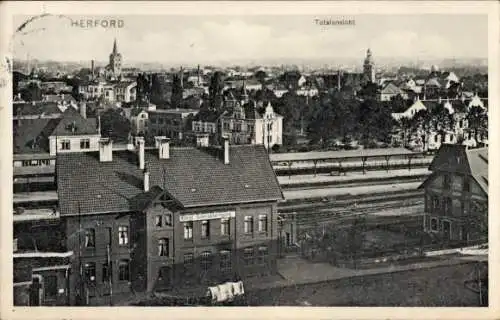 Ak Herford in Westfalen, Gesamtansicht, Bahnhof