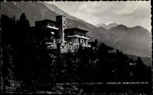 Ak Innsbruck Tirol, Hungerburg, Hotel Mariabrunn, Alpen
