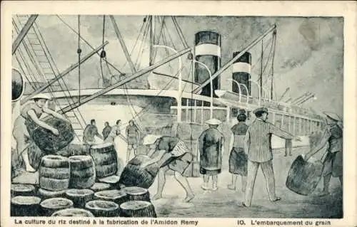 Ak Der Reisanbau zur Herstellung von Remy-Stärke, Versand von Getreide