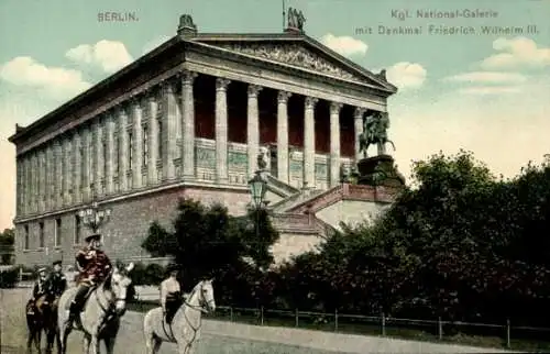 Ak Berlin Mitte, Kgl. National-Galerie, Denkmal Friedrich Wilhelm III., Reiter in Uniform