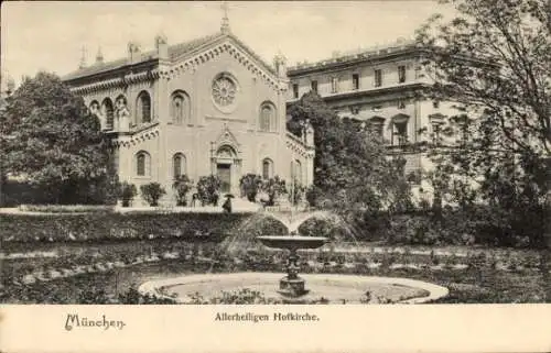 Ak München, Allerheiligen Hofkirche, Brunnen