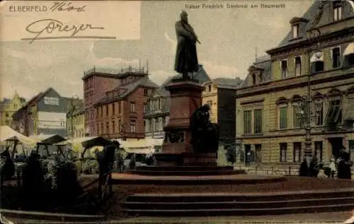 Ak Elberfeld Wuppertal, Kaiser Friedrich Denkmal, Neumarkt