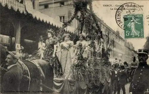 Ak Nancy Meurthe et Moselle, Umzug, geschmückter Festwagen