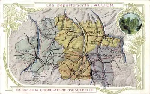 Landkarten Ak Allier, Edition de la Chocolaterie d'Aiguebelle, Moulins, Ruine