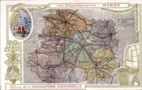 Landkarten Ak Marne, Edition de la Chocolaterie d'Aiguebelle, Portal, Chalons sur Marne