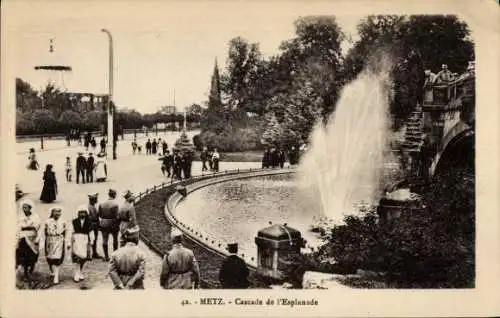 Ak Metz Moselle, Cascade de l'Esplanade