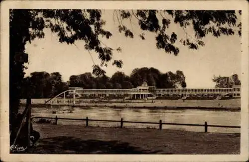 Ak Villennes sur Seine Medan Yvelines, Strand, Blick von Embarcadere