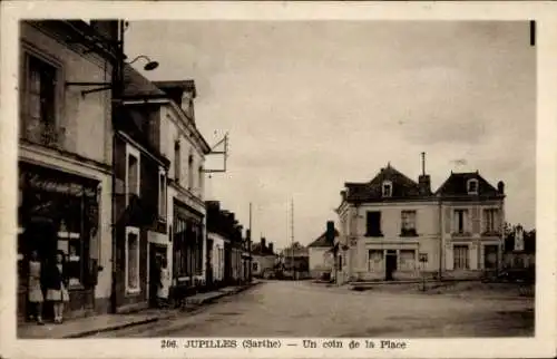 Ak Jupilles Sarthe, Marktplatz, Geschäft