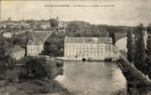 Ak Juigné Sarthe, Moulin und das Sarthe-Tal