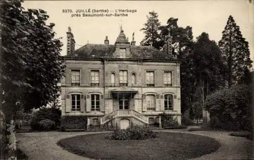 Ak Juillé Sarthe, Grasland in der Nähe von Beaumont sur Sarthe