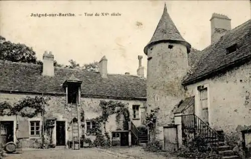 Ak Juigné Sarthe, Turm aus dem 15. Jahrhundert
